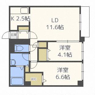 リベルタ発寒(2LDK/4階)の間取り写真