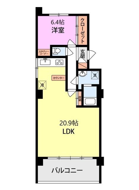 デザートヒルズ(1LDK/5階)の間取り写真
