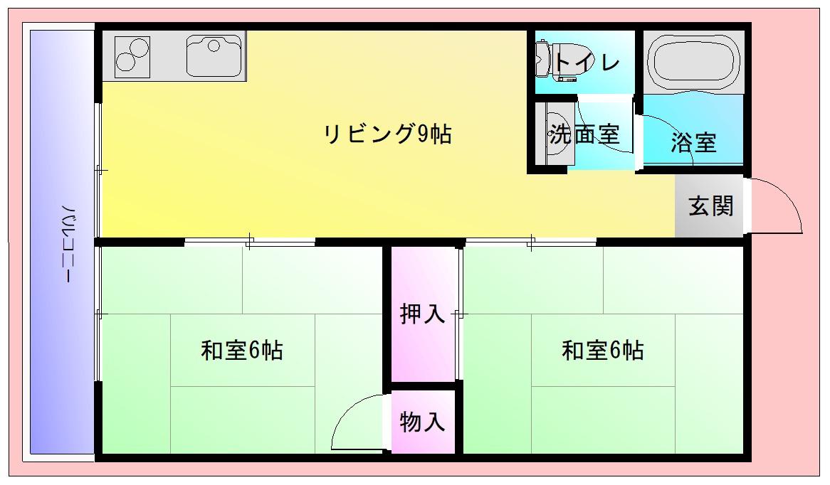 沼ハイツ(2DK/4階)の間取り写真