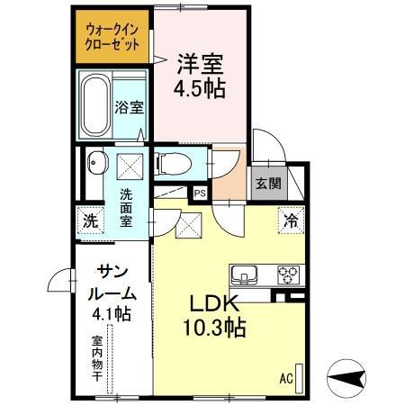 セキュレア須屋 E(1SLDK/1階)の間取り写真