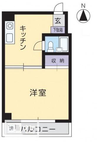 ユソウビル(1K/4階)の間取り写真