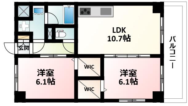 プログレッセ新大阪(2LDK/13階)の間取り写真