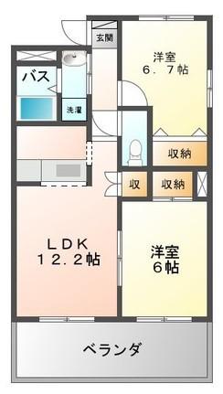 グランヒルII(2LDK/3階)の間取り写真