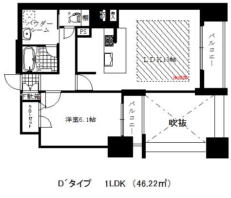 プレサンス神戸グレンツ(1LDK/6階)の間取り写真