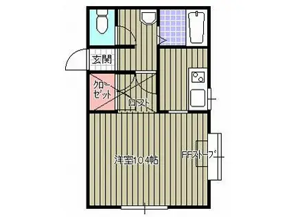 リバティシティVII(1K/2階)の間取り写真