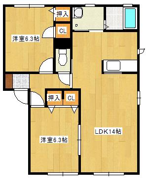 シャーメゾン ソフィア(2LDK/1階)の間取り写真