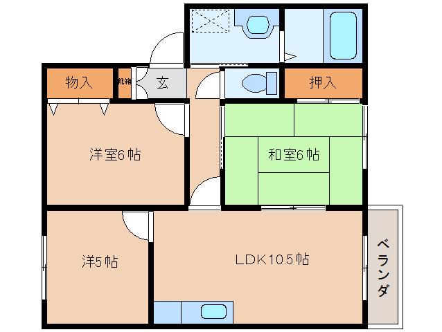 カサブロード藤井(3LDK/1階)の間取り写真