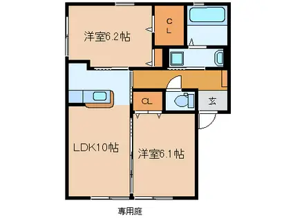 ポラリス(2LDK/1階)の間取り写真