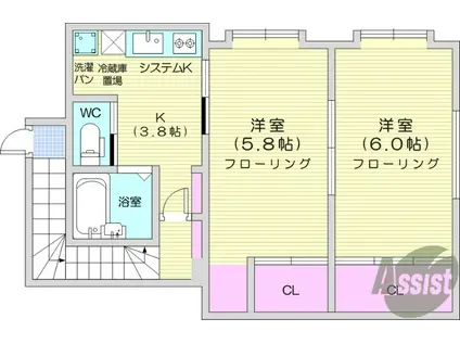 シャンド フルール(2K/1階)の間取り写真