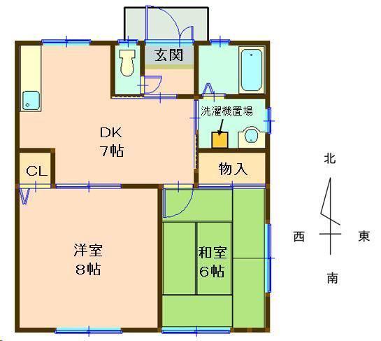 サンハイツ蛭池(2DK/1階)の間取り写真