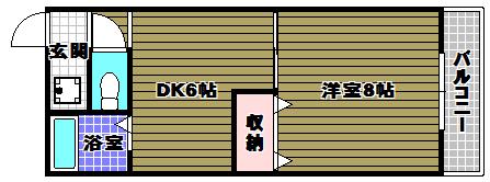 アンビエンテ茱萸木(1DK/3階)の間取り写真