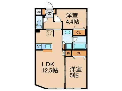 ルネサンスコート桜新町(2LDK/3階)の間取り写真