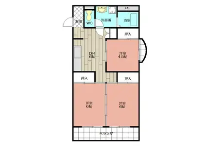 アテイン門司(3DK/1階)の間取り写真