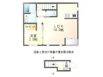 カーサ伊奈(1LDK/2階)の間取り写真