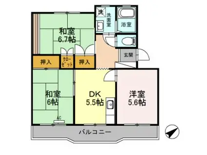 コーポラス多治米(3K/4階)の間取り写真