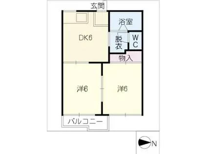 エントピアARAI A棟(2DK/2階)の間取り写真