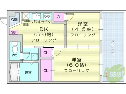 早坂ビル(2DK/3階)の間取り写真