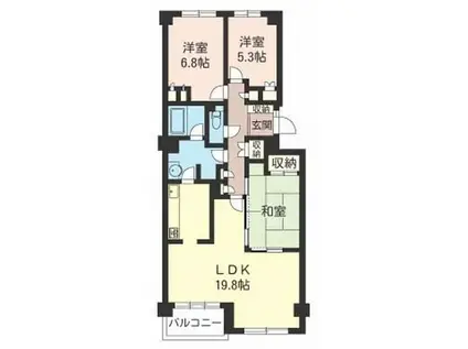 コモア六浦 六番館(3LDK/6階)の間取り写真