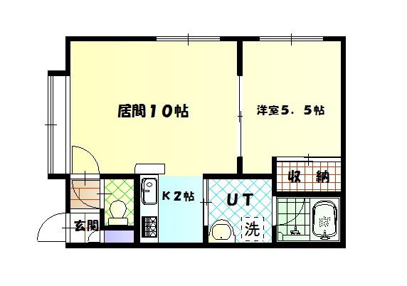 ポップライフB(1LDK/2階)の間取り写真