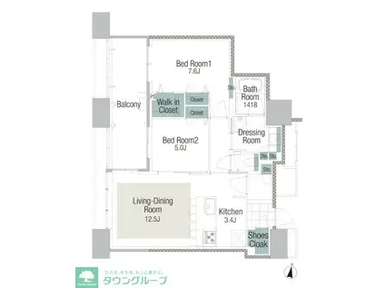 アイランドシティオーシャン&フォレストタワーウエスト(2LDK/37階)の間取り写真