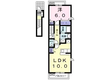 プリムローズ(1LDK/2階)の間取り写真