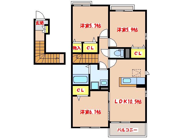 SPRING KI(3LDK/2階)の間取り写真