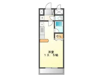 カルディアス向山(ワンルーム/2階)の間取り写真