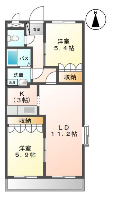 ローズマリーI(2LDK/2階)の間取り写真