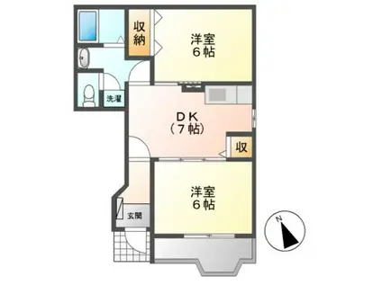 カーサ・ル・シェロ(2DK/1階)の間取り写真