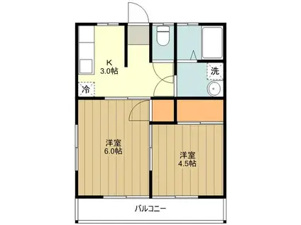 コーポ嵯峨(2K/2階)の間取り写真