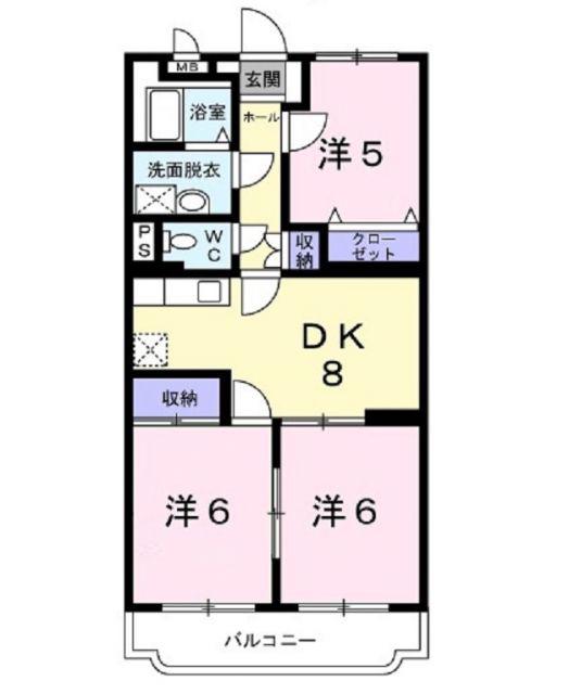 ファミールK向山II(3DK/4階)の間取り写真