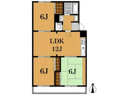 クレスト芝山A棟(3LDK/3階)の間取り写真