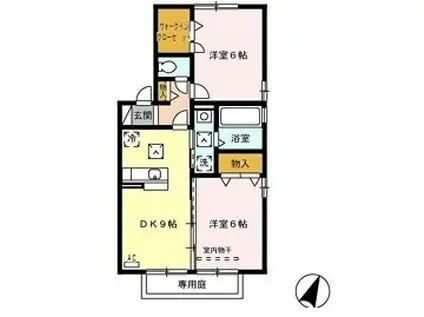 エミネンス B棟(2DK/1階)の間取り写真