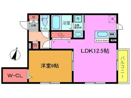 サンドエル(1LDK/1階)の間取り写真
