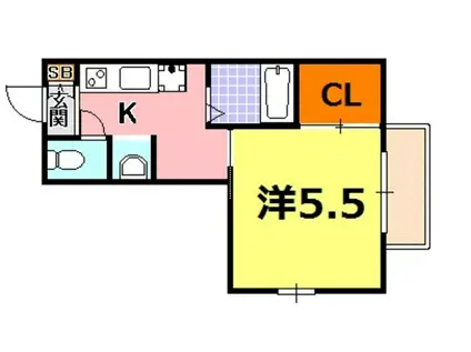 ラ・ピエール(1K/1階)の間取り写真