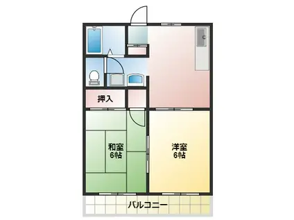 グランディール織戸(2DK/2階)の間取り写真