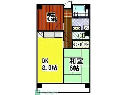 角ビル(2DK/3階)の間取り写真