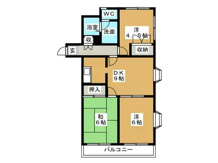 スカイハイムコミヤ(3DK/1階)の間取り写真