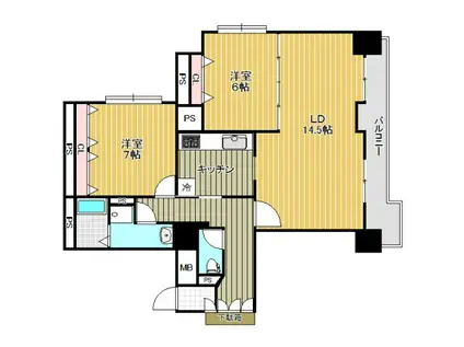 ベルソーレ支倉(2LDK/2階)の間取り写真
