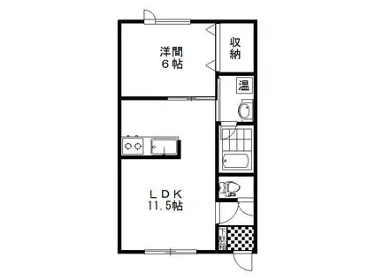 ベルフルール(1LDK/2階)の間取り写真