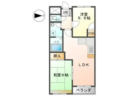 メゾン21住吉B(2LDK/1階)の間取り写真