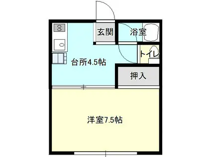 清流とそよ風のルヴァンII(1K/1階)の間取り写真