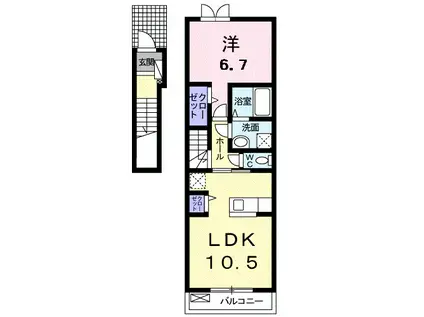 サントマリー・ド・ラメールIV(1LDK/2階)の間取り写真
