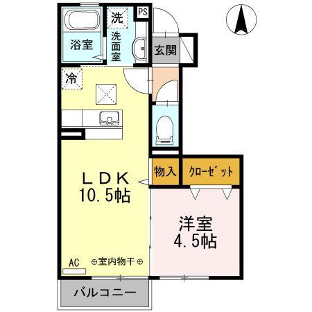 セジュール A(1LDK/1階)の間取り写真