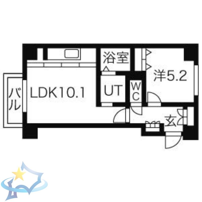 ゾネ医大キャンパス前(1LDK/9階)の間取り写真