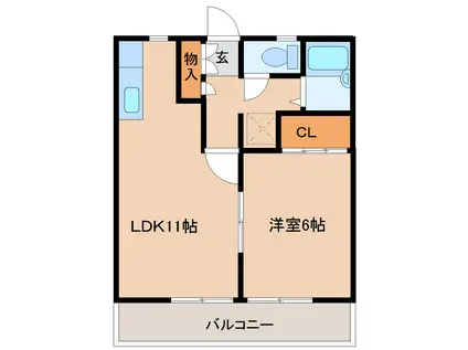 サンシャインあさじ(1LDK/1階)の間取り写真