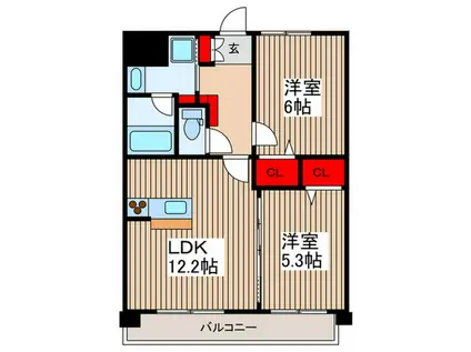 アロッジオ(2LDK/7階)の間取り写真