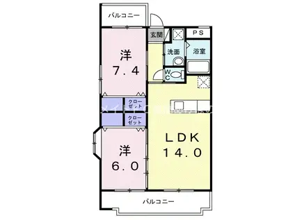 ニューエクセレント21(2LDK/2階)の間取り写真