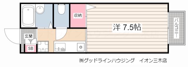 レクスコート(1K/2階)の間取り写真