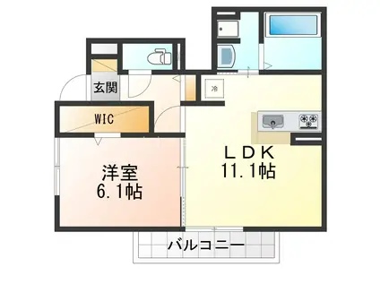 クローバー富士5号館(1LDK/1階)の間取り写真